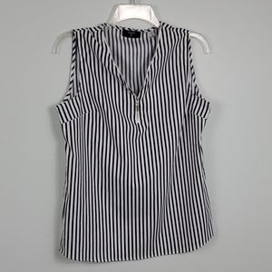 T Tahari Sleeveless V-neck Referee Striped Top XS